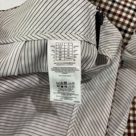 Brooks Brothers Plaid Wool Skirt Women 8 Brown Ruffles Preppy Academia Heritage - Picture 5 of 8